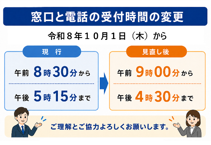 窓口・電話の受付時間が変わります