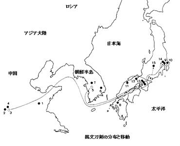 銘文鉄剣の分布と移動