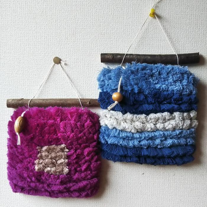 ノッティング織のタペストリー作り 写真