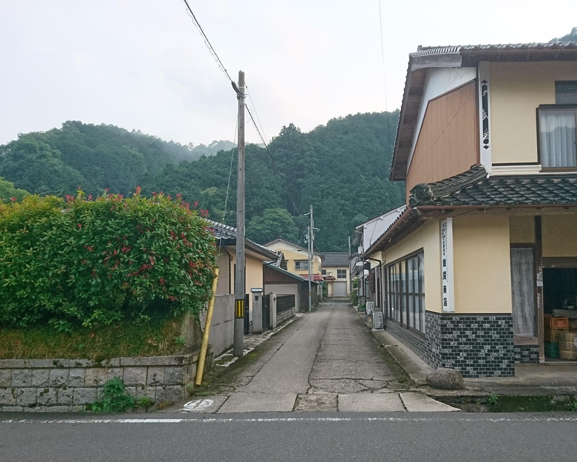 昔の牛市場へ入る道路