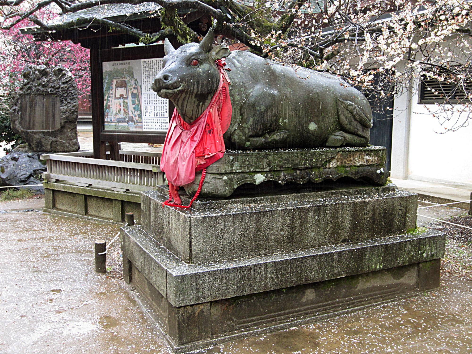 京都北野天満宮にある牛の像