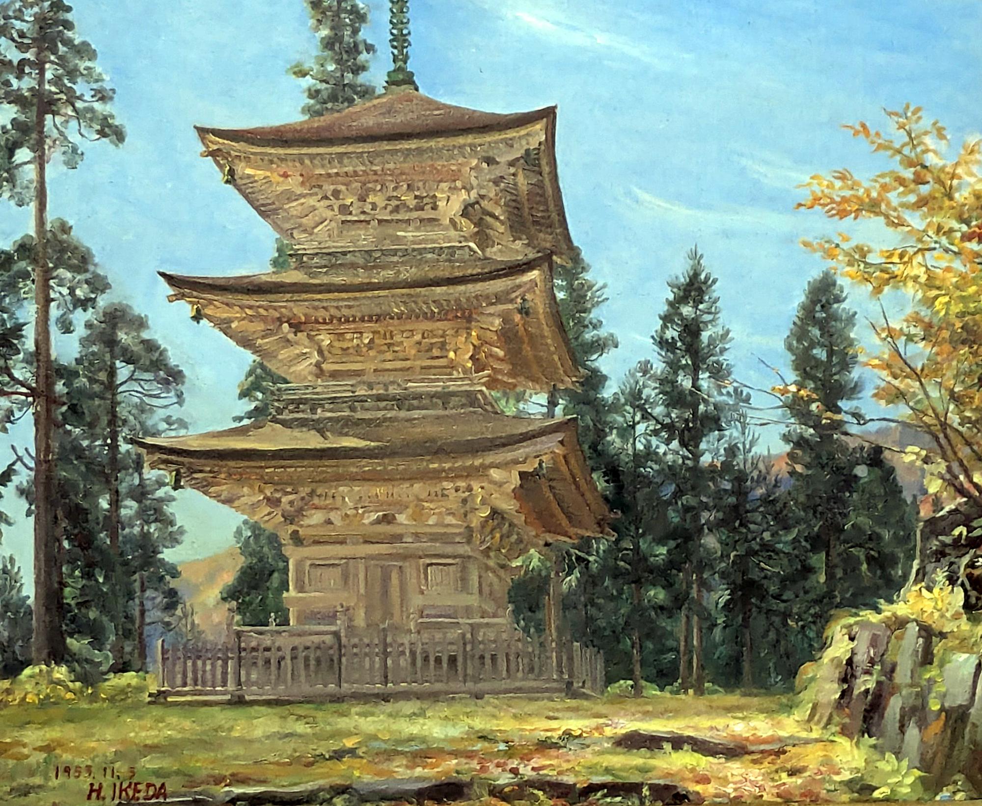 晩秋の三重塔